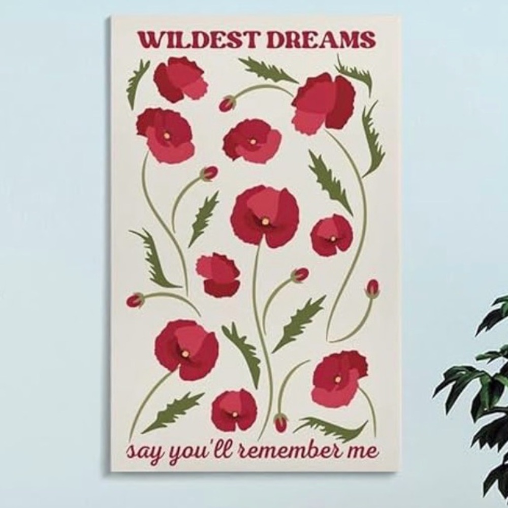 Taylor Swift Wildest Dreams Canvas Art Print 16x24 Floral Poppy Wall Decor